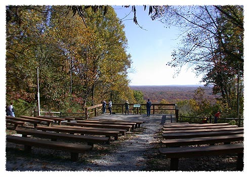 Nature Center amphitheater and overlook in the fall, Brown County State Park