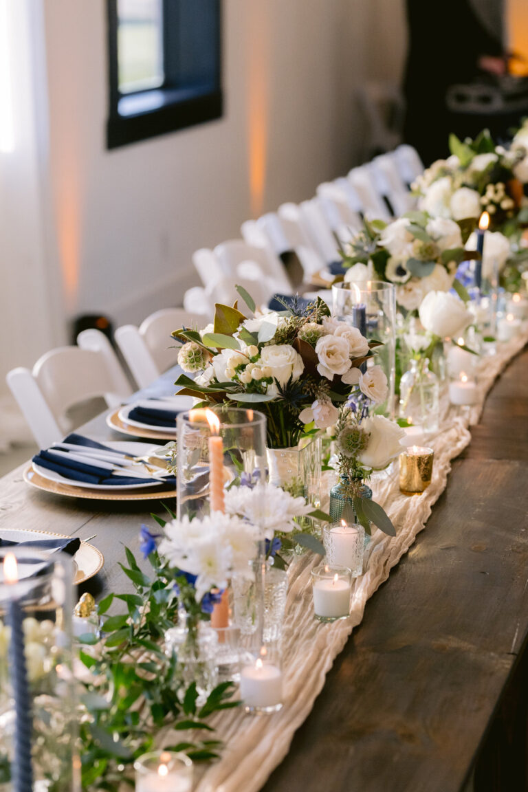 Wedding reception tablescape set up by an Indianapolis wedding coordinator